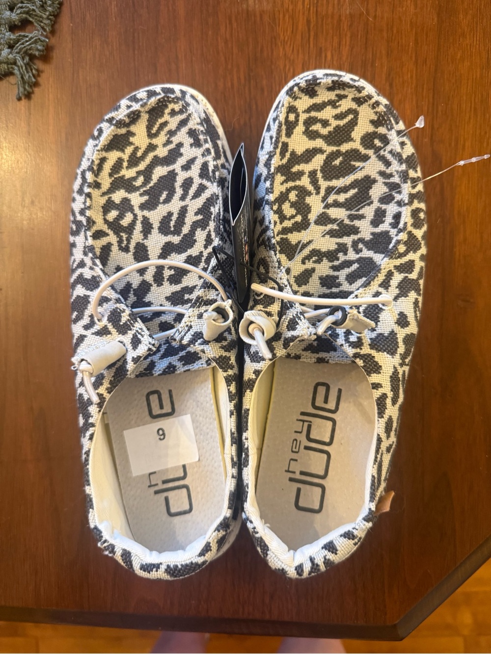 Hey Dude Wally Leopard Print Slip-On Shoes - White/Black - Picture 3 of 3